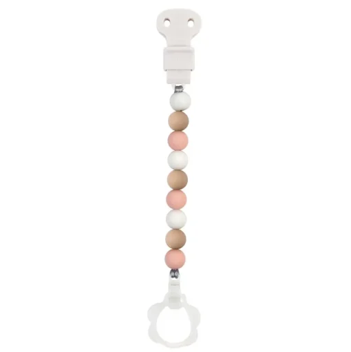 Accesorio para chupete de silicona rosa blanco beige - Nattou