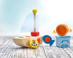 Barco de madera, con velcro 5 piezas - Selecta