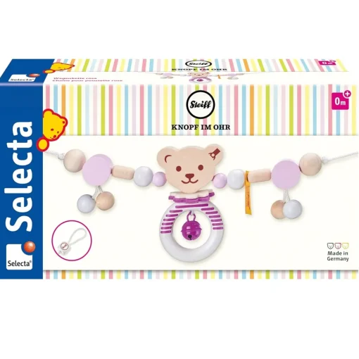 Cadenita de cochecito oso Steiff rosa - Selecta