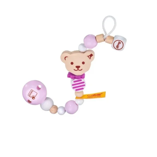 Cadenita porta chupete oso Steiff rosa - Selecta