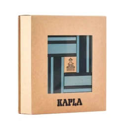 Caja de 40 cartones azul claro y oscuro con libro - Kapla