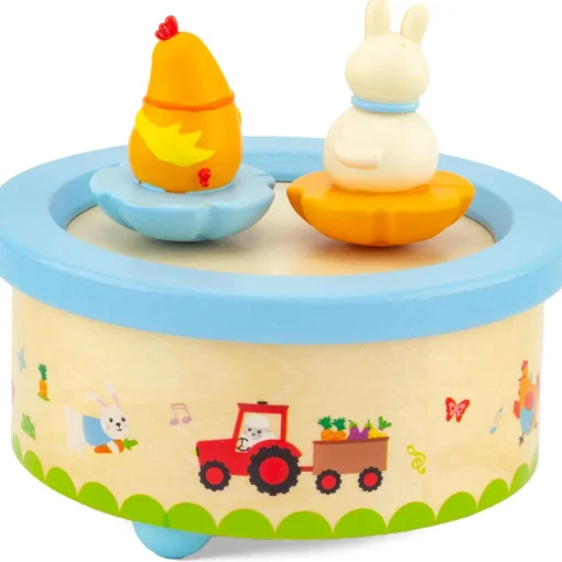 Caja de música de madera Gallina y Conejo - Ulysse