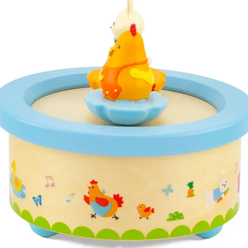 Caja de música de madera Gallina y Conejo - Ulysse