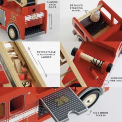 Camión de bomberos de madera roja - Le Toy Van