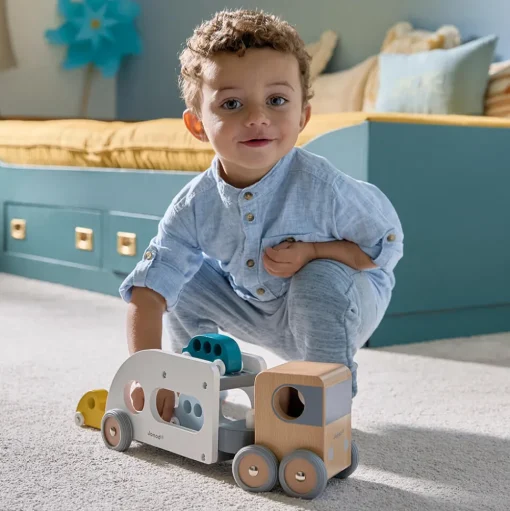 Camión para transportar coches con 3 coches gris - Janod