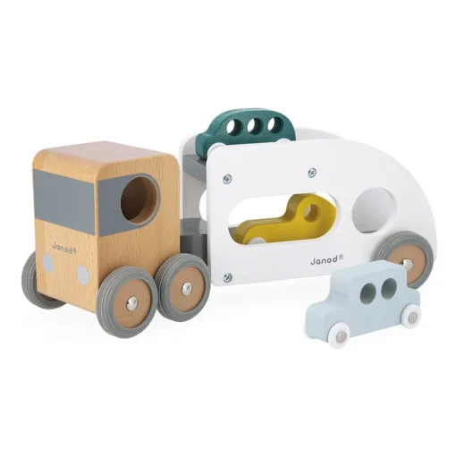 Camión para transportar coches con 3 coches gris - Janod
