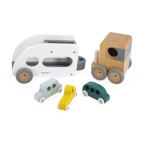 Camión para transportar coches con 3 coches gris - Janod