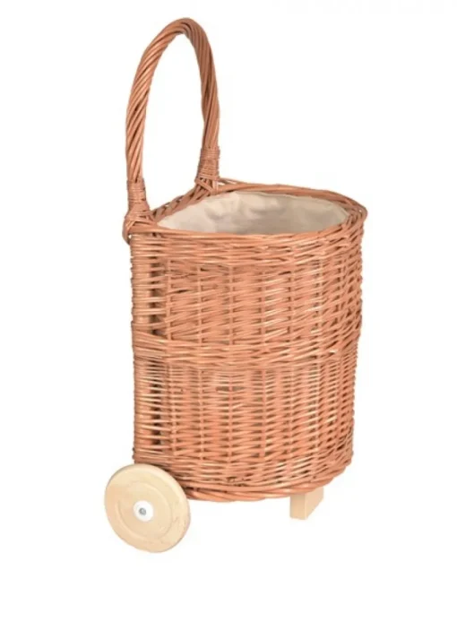 Carrito para la compra de mimbre y tela natural - Egmont Toys