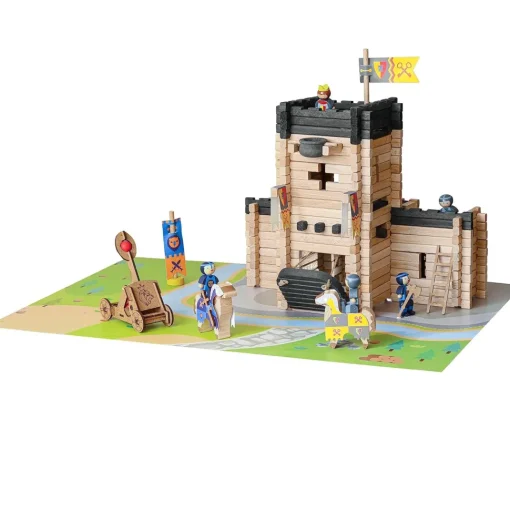 Castillo fortificado y catapulta 270 piezas - Jeujura