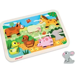 Chunky Puzzle 3D de animales de granja - Janod