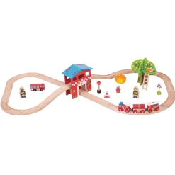 Circuito de tren fuego y rescate - Bigjigs Toys