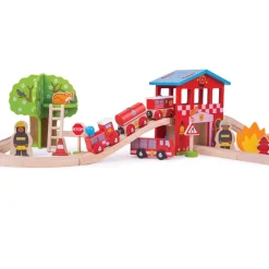 Circuito de tren fuego y rescate - Bigjigs Toys