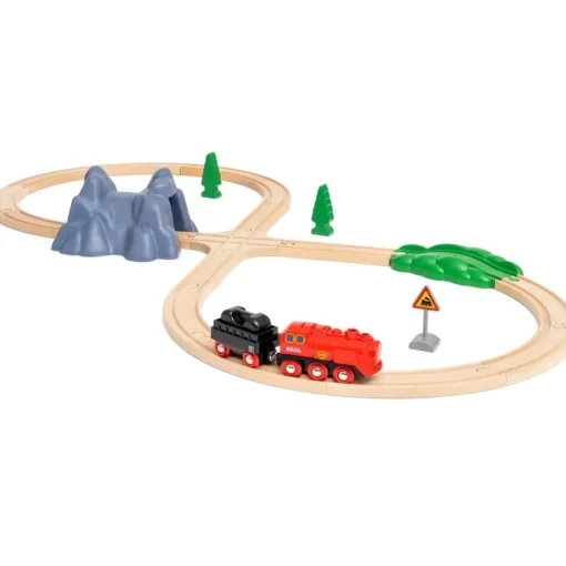Circuito Figura 8 con Locomotora a Batería de Vapor Roja - Brio