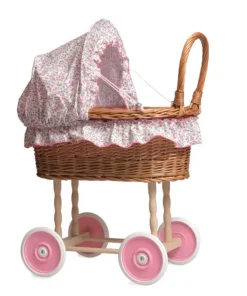Cochecito de mimbre con decoración de flores - Egmont Toys
