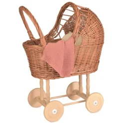 Cochecito de mimbre con manta de punto - Egmont Toys