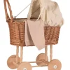 Cochecito de mimbre con manta de punto color crudo - Egmont Toys