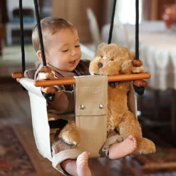 Columpio de madera y tela para bebés Beige - Solvej Swings