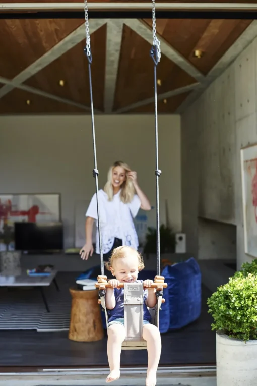 Columpio de madera y tela Taupe - Solvej Swings