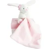 Conejo Peluche con pañuelo rosa en una caja de flores - Doudou et Compagnie