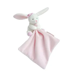 Conejo Peluche con pañuelo rosa en una caja de flores - Doudou et Compagnie
