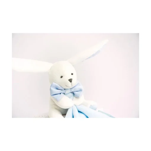Conejo Peluche Pañuelo azul Caja de flores - Doudou et Compagnie