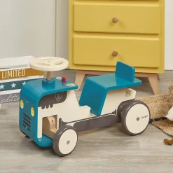 Correpasillos tractor de madera azul - Janod
