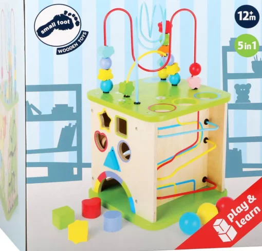 Cubo de motricidad con pista de canicas - Small foot company