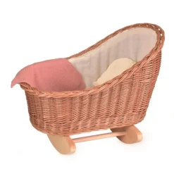 Cuna de mimbre con funda de punto - Egmont Toys