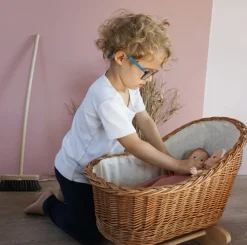 Cuna de mimbre con funda de punto - Egmont Toys