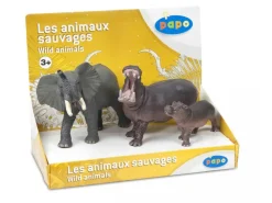 Elefante, hipopótamo y su cría - Papo