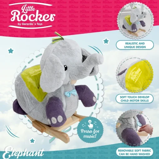 Elefante mecedora gris - Gerardo's Toys