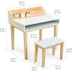 Escritorio y silla para niños de contrachapado y madera de hevea - Tender Leaf Toys