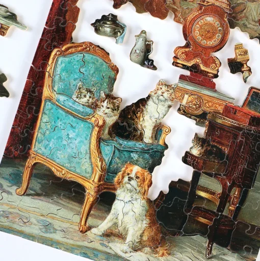 Familia de gatos y un perro de Lambert - Puzzle Michèle Wilson