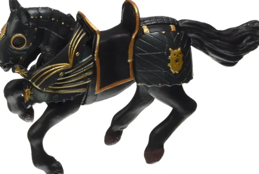 Figura caballo de caballero con armadura negra Papo