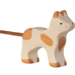 Figura de gato, marrón y blanco - Holztiger