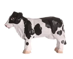 Figura vaca blanca y negra en madera - Wudimals