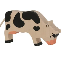 Figura vaca pastando, negra - Holztiger