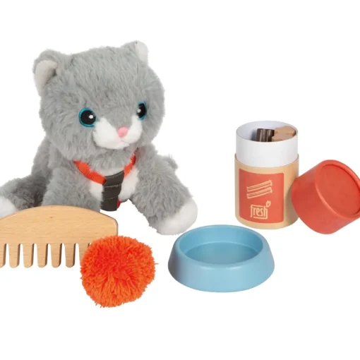 Gato con bolsa de transporte y set de cuidados - Small foot company