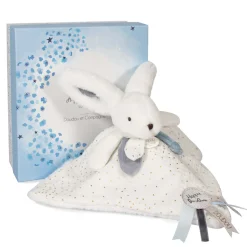 Happy Glossy Doudou Pompon Blanc - Doudou et Compagnie