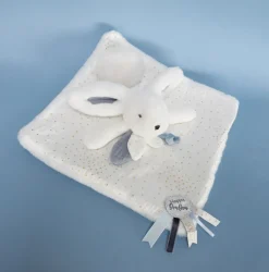 Happy Glossy Doudou Pompon Blanc - Doudou et Compagnie