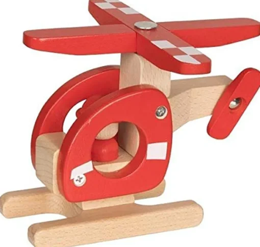 Helicóptero rojo de madera - Goki