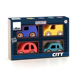 Juego de 4 coches de madera City - Vilac