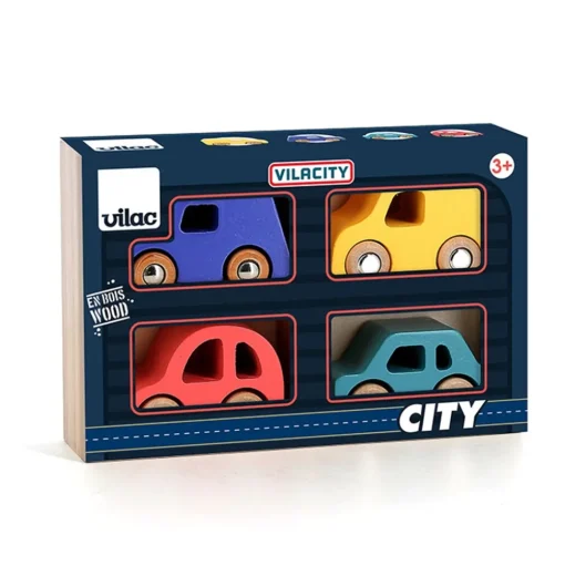 Juego de 4 coches de madera City - Vilac