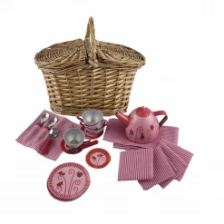 Juego de té de metal Mariquita en cesta de mimbre - Egmont Toys
