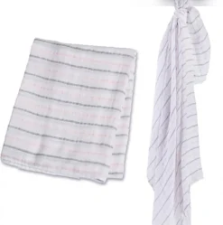 Lange mousseline - Rayures roses - Lulujo