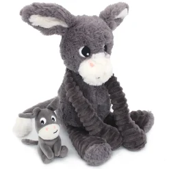 Mamá burro de peluche y su bebé gris - Les Déglingos