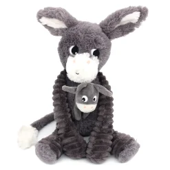 Mamá burro de peluche y su bebé gris - Les Déglingos