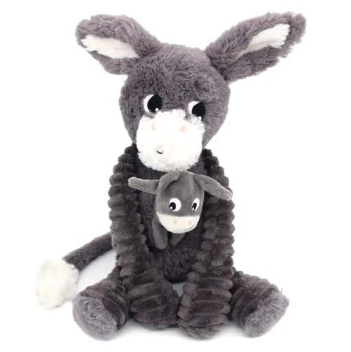 Mamá burro de peluche y su bebé gris - Les Déglingos
