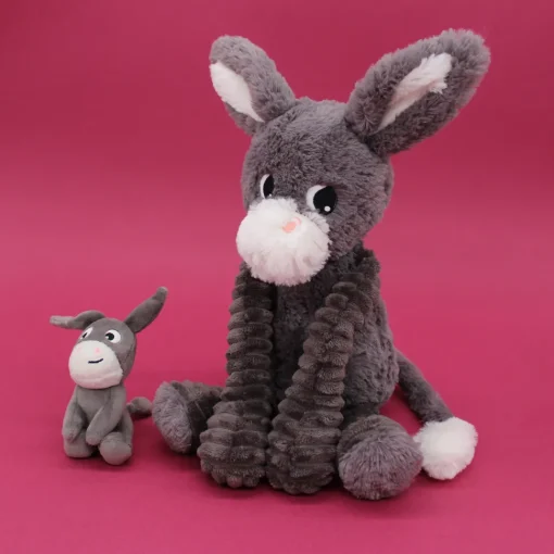 Mamá burro de peluche y su bebé gris - Les Déglingos