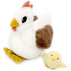 Mamá gallina de peluche y su bebé blanco - Les Déglingos